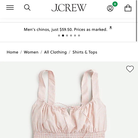 J Crew Gingham Smocked Waist tank top! New without tags. Front tie with V. - Picture 2 of 15